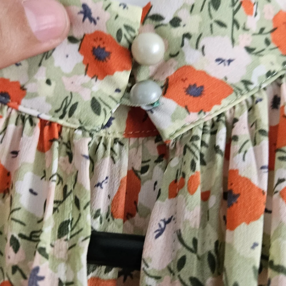 Thanne | Dress - Size 10  | Summer Halter Maxi Dress - Green & Orange Floral - Picture 6 of 9